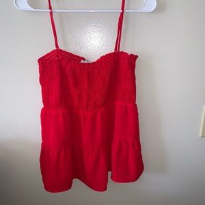 Flowy spaghetti strapped red top